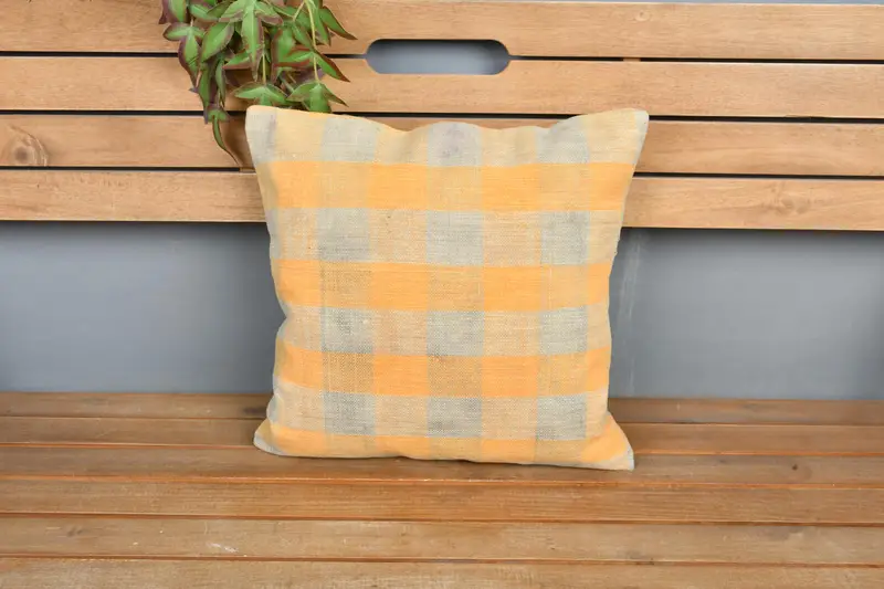 16x16 Orange Pillow Cover, Bright Pillow Case, Antique Pillows, Boho Chic Pillow Case, Pillow, Vintage Kilim Pillow, Handmade Kilim Cushion - 6