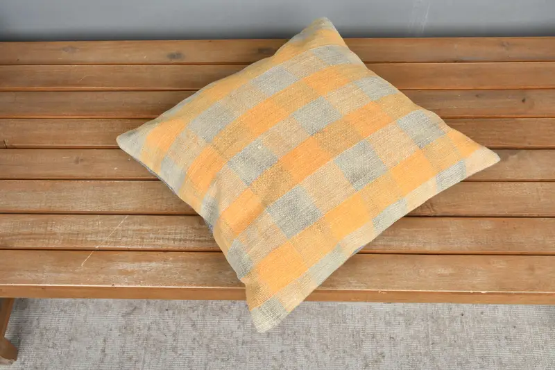 16x16 Orange Pillow Cover, Bright Pillow Case, Antique Pillows, Boho Chic Pillow Case, Pillow, Vintage Kilim Pillow, Handmade Kilim Cushion - 2