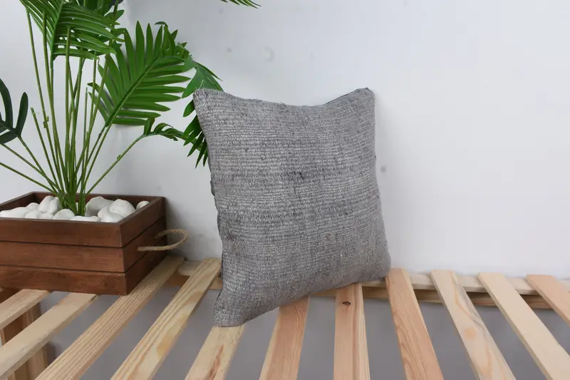 Pattern Throw Cushion Case, Boho Pillow, 14x14 Gray Pillow Sham, Boho Pillow Sham Cover, Pillow Case, Turkish Pillow - 4