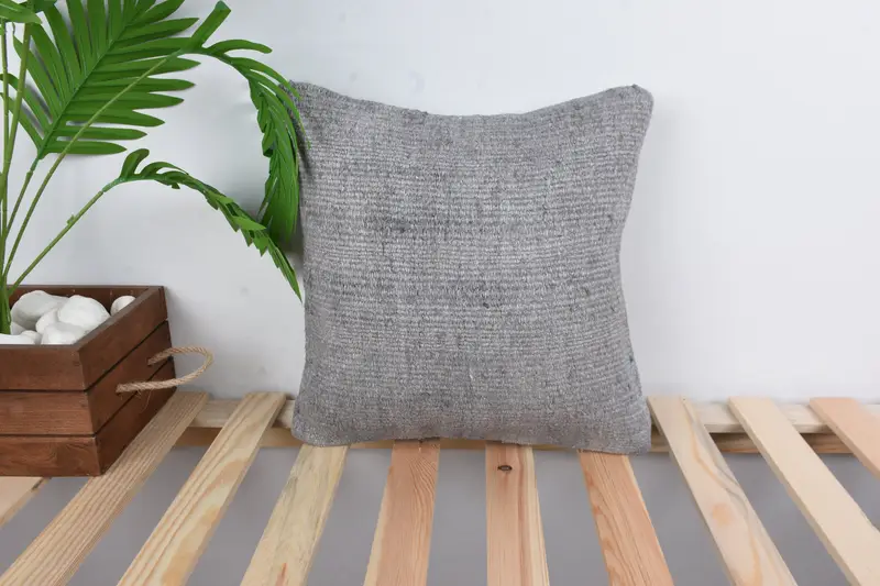 Pattern Throw Cushion Case, Boho Pillow, 14x14 Gray Pillow Sham, Boho Pillow Sham Cover, Pillow Case, Turkish Pillow - 1