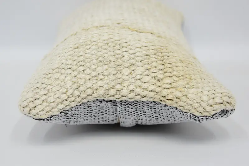 Cushion Cover, Kilim Pillow Cover, Handmade Rug Seat Cushion, 8x16 Beige Pillow, Throw Kilim Pillow, Knitted Pillow Cover, Kilim Cushion Sham - 5