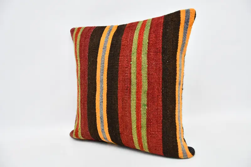 Handwoven Pillow, Throw Kilim Pillow, Indoor Pillow Cover, Pillow, Cotton Pillow, 20x20 Red Pillow Case, Pillow for Couch, Antique Pillows - 4