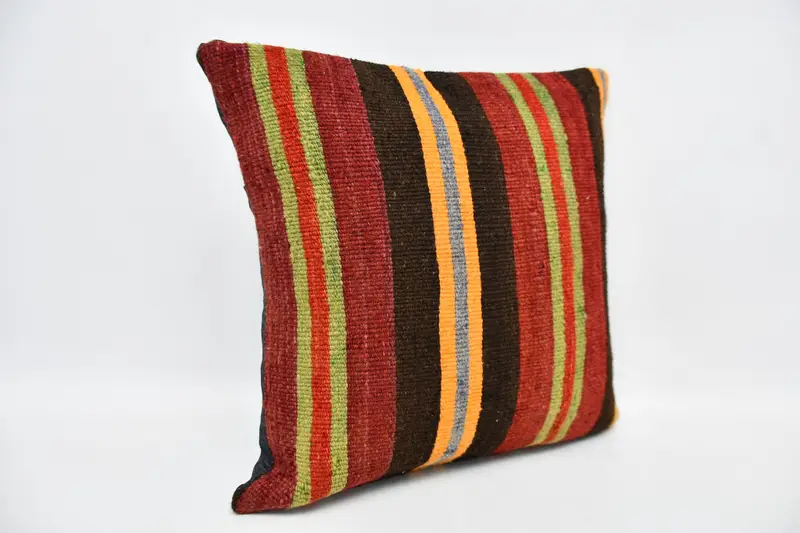 Handwoven Pillow, Throw Kilim Pillow, Indoor Pillow Cover, Pillow, Cotton Pillow, 20x20 Red Pillow Case, Pillow for Couch, Antique Pillows - 3