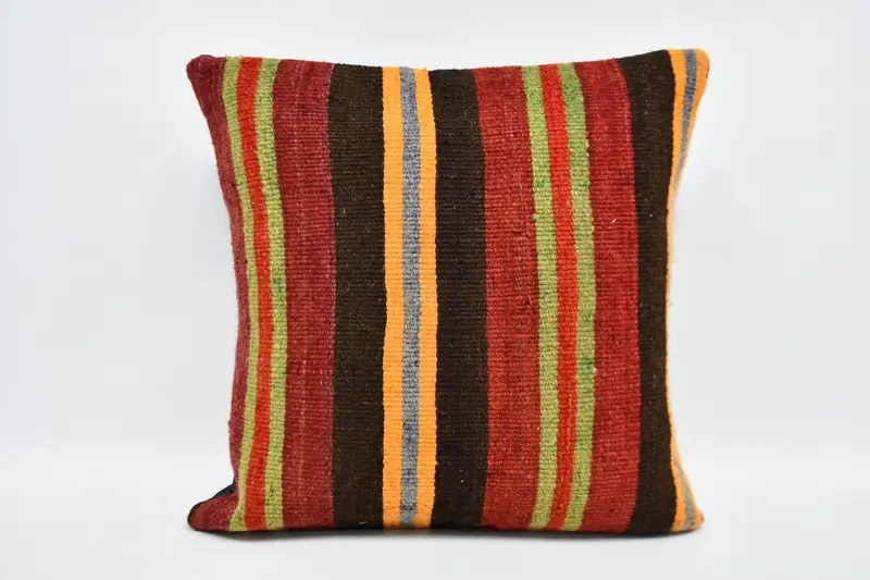 Handwoven Pillow, Throw Kilim Pillow, Indoor Pillow Cover, Pillow, Cotton Pillow, 20x20 Red Pillow Case, Pillow for Couch, Antique Pillows - 1