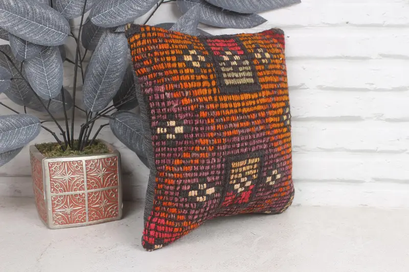 Pillow for Sofa, Office Chair Cushion Case, Antique Pillows, Yoga Pillow Case, Boho Pillow Sham Cover, 12x12 Orange Pillow Case, Cushion Cover - 4