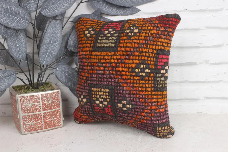 Pillow for Sofa, Office Chair Cushion Case, Antique Pillows, Yoga Pillow Case, Boho Pillow Sham Cover, 12x12 Orange Pillow Case, Cushion Cover - 3