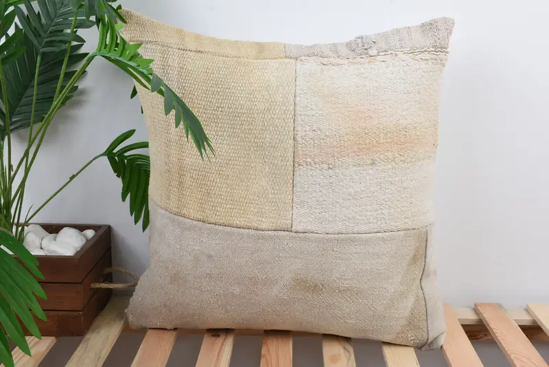 Pillow for Sofa, Decorative Throw Pillow Sham, Boho Pillow Sham Cover, 20x20 White Cushion Case, Throw Kilim Pillow, Pillow Case - 1