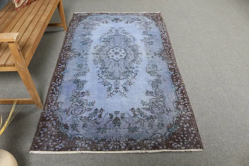 ブルー迷彩ラグ、3.9x6.7フィートのシックな室内装飾