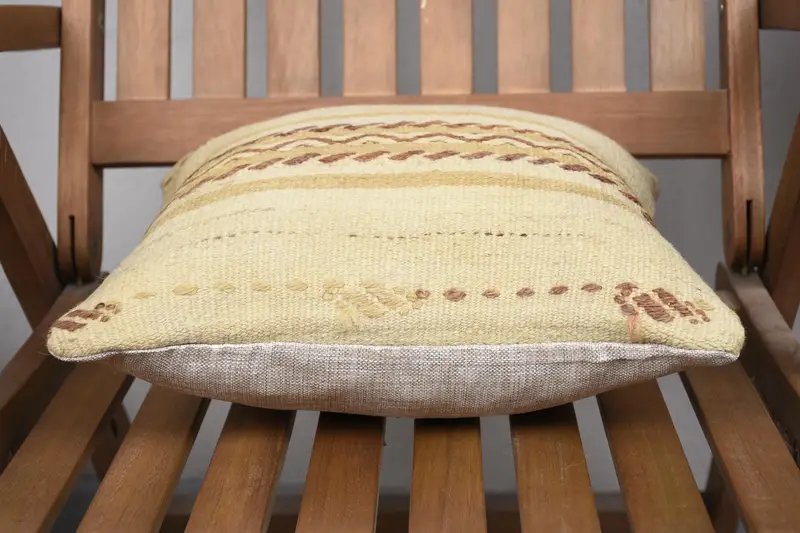 Boho Pillow Sham Cover, Ethnical Kilim Rug Pillow, Vintage Kilim Pillow, Vintage Kilim Pillow Cushion, Cushion, 14x14 Beige Pillow Cover - 5