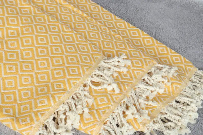 Lightweight Turkish towel, Luxury Turkish beach towel with fringe, Gift For Him, Bridal Shower Favors, 70x40 Cotton Diamond Towel, Christmas Favors - 5