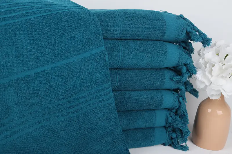 Petrol Mavisi Çizgili Kişiye Özel Düğün Hediyesi Havlu, 36x71 İnç