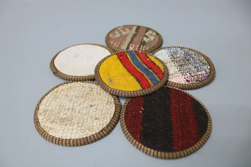 Bohemian Round Coaster, Brown and Red Coaster with Bohemian Pattern