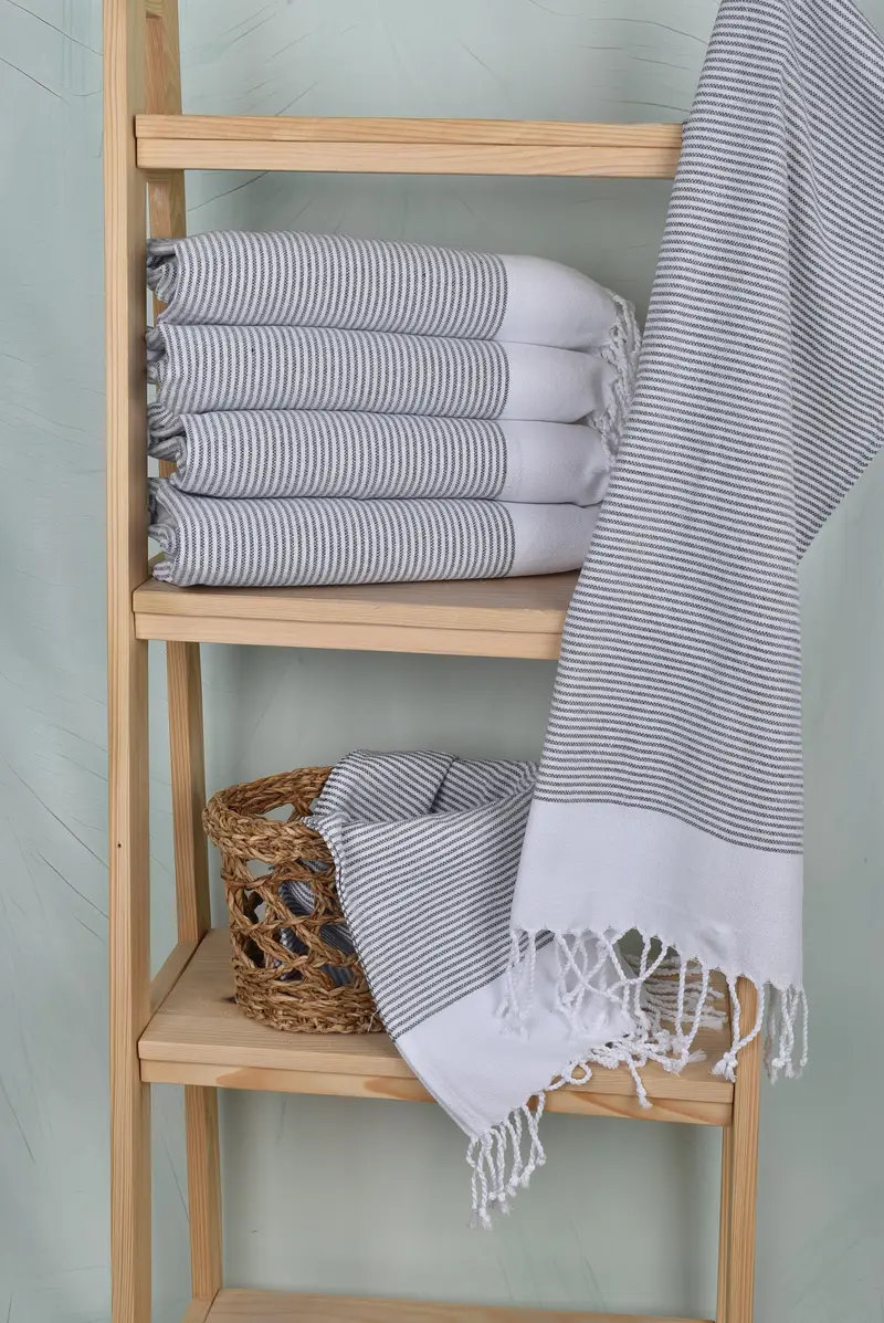 40x18 Cotton Striped Towel, Monogram Towels, Wedding Gift, Gifts For Him, Valentines Day Gift For Him, Personalized Gift, Monogram Kitchen Towel - 3