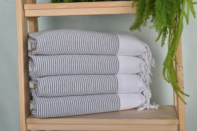 40x18 Cotton Striped Towel, Monogram Towels, Wedding Gift, Gifts For Him, Valentines Day Gift For Him, Personalized Gift, Monogram Kitchen Towel - 1