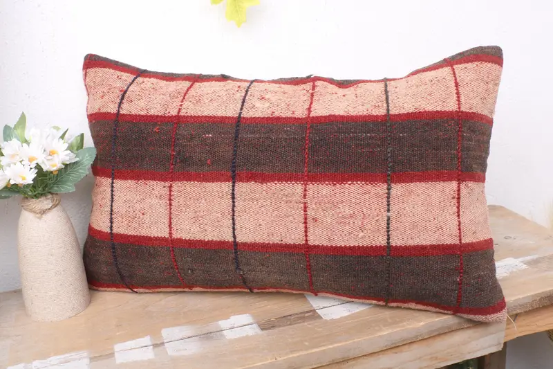 12x20 Brown Cushion Case, Yoga Pillow Cover, Boho Pillow, Kilim Pillow, Handmade Kilim Cushion, Pillow, Bright Pillow Cover, Aesthetic Cushion - 4