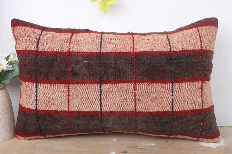 12x20 Brown Cushion Case, Yoga Pillow Cover, Boho Pillow, Kilim Pillow, Handmade Kilim Cushion, Pillow, Bright Pillow Cover, Aesthetic Cushion - 2
