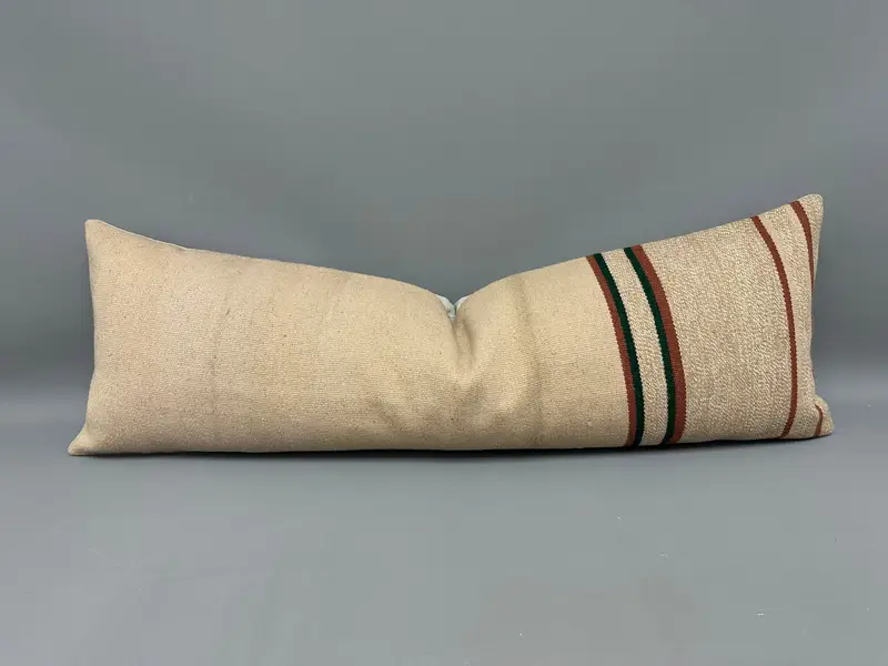 Pillow for Couch, Cushion, 16x48 Beige Pillow Cover, Tapestry Pillow, Sustainable Pillow, Turkish Kilim Pillow, Vintage Pillow - 1