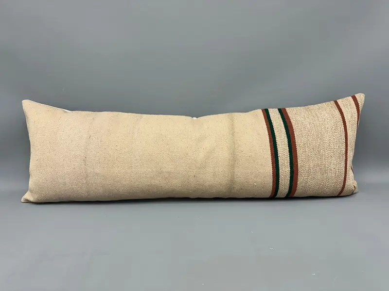 Pillow for Couch, Cushion, 16x48 Beige Pillow Cover, Tapestry Pillow, Sustainable Pillow, Turkish Kilim Pillow, Vintage Pillow - 4