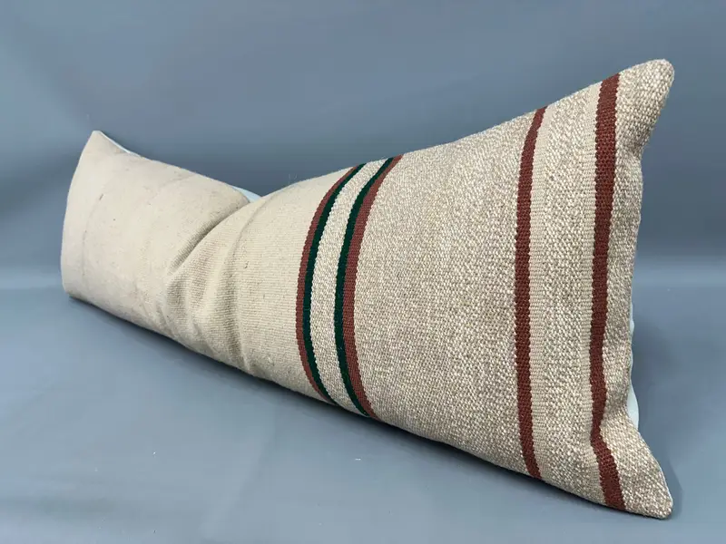 Pillow for Couch, Cushion, 16x48 Beige Pillow Cover, Tapestry Pillow, Sustainable Pillow, Turkish Kilim Pillow, Vintage Pillow - 3