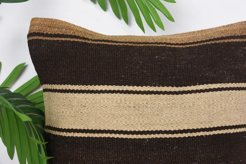 Pillow Case, 14x14 Brown Cushion Cover, Pillow for Sofa, Toss Pillow, Turkish Kilim Pillow, Handmade Kilim Cushion - 2