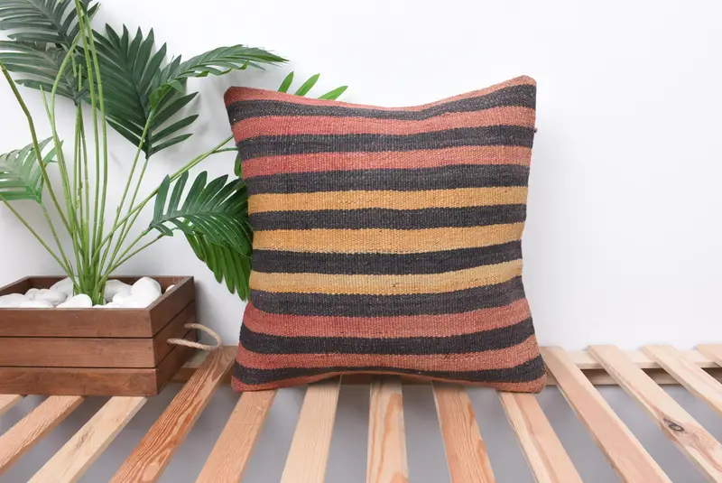 Decorative Pillow, Vintage Pillow, Boho Pillow, 18x18 Red Pillow Cover, Cushion Cover, Meditation Cushion Case, Pillow for Couch - 1