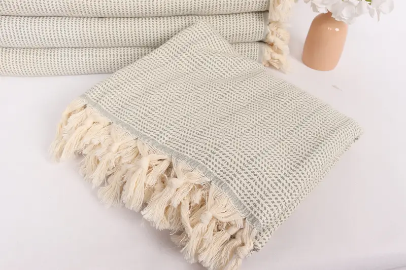 Custom Blanket, Christmas Gift Tags, Boho Throw Blankets, Personalized Blanket, Turkish Towel Beach Blanket, 92x76 Cotton Geometric Towel - 5