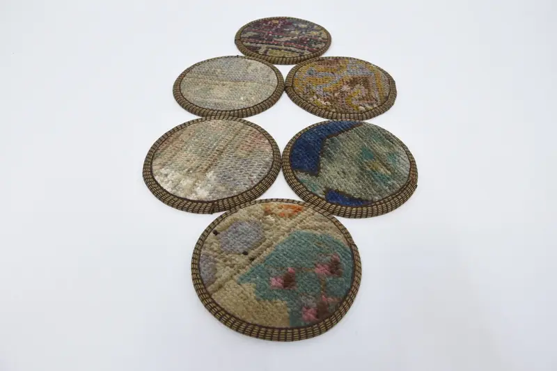 Bohemian Round Coaster Set, Blue and Beige Coasters