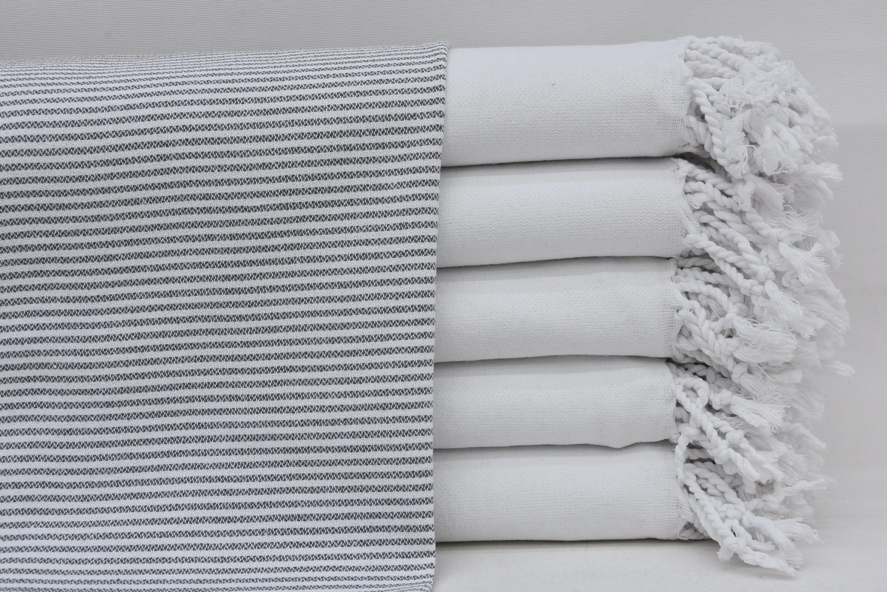 Fitness Towel Dark Gray Striped Organic Cotton, 20x40 - 1