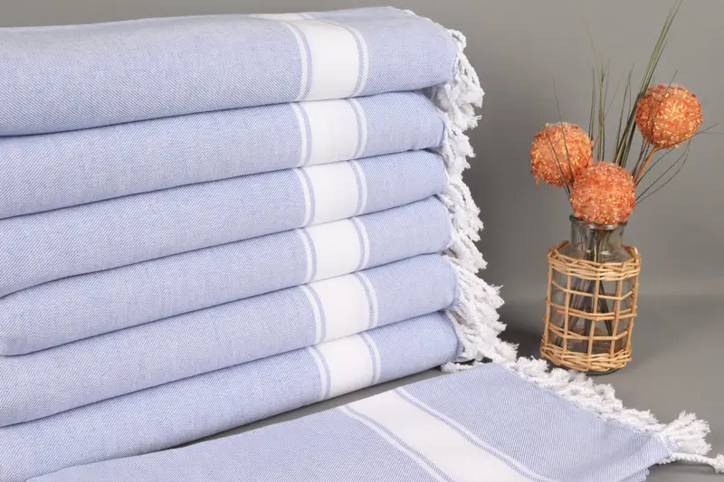 Bridesmaid Gift Turkish Beach Towel Light Blue Stripes, 40x71 Inches