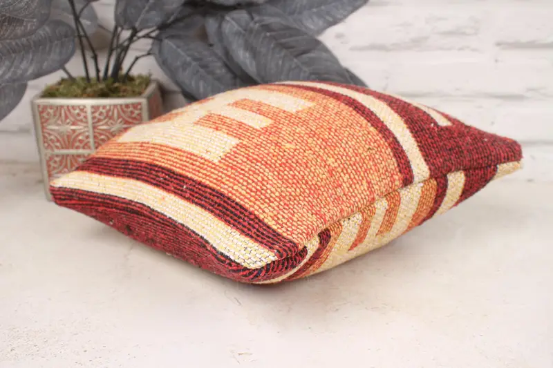 Pillow, Home Decor Pillow, Vintage Kilim Pillow, One Of A Kind Pillow Cover, Kilim Cushion Sham, 12x12 Beige Pillow Cover - 6