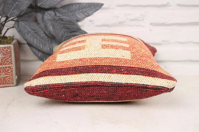 Pillow, Home Decor Pillow, Vintage Kilim Pillow, One Of A Kind Pillow Cover, Kilim Cushion Sham, 12x12 Beige Pillow Cover - 5