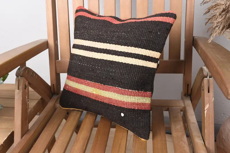 14x14茶色のクッションケース、枕カバー、ギフト枕、自由hoho枕、手作りのキリムクッション、モロッコンキリムクッション枕シャム - 3