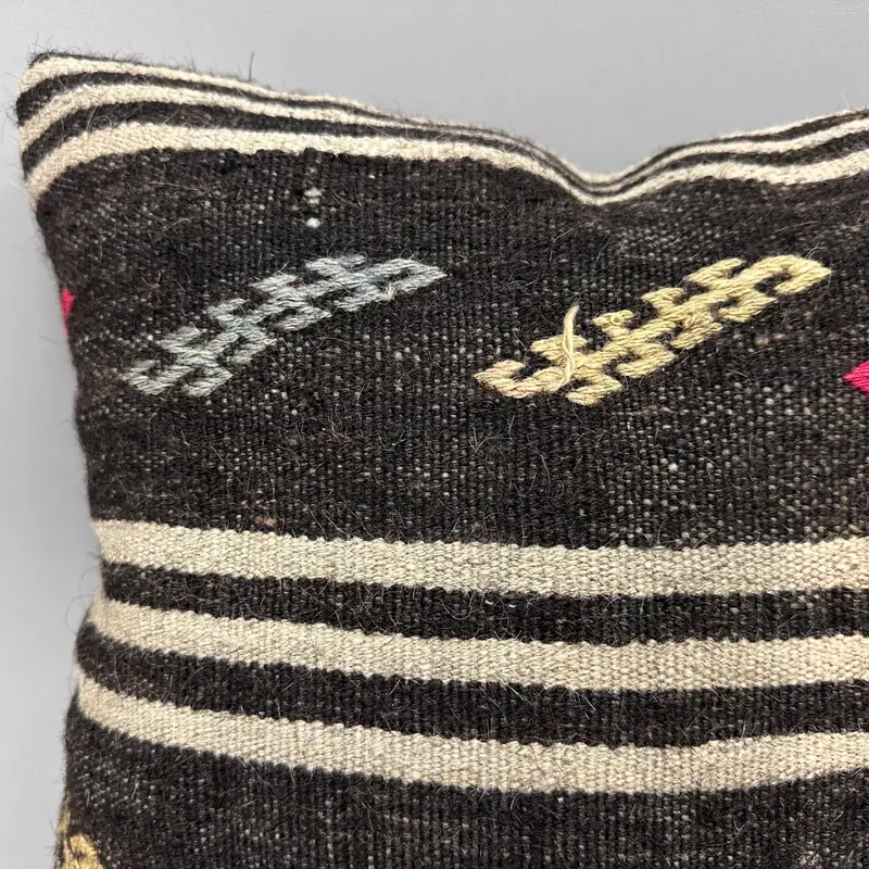 Boho Pillow Sham Cover, Kilim Pillow, 18x18 Brown Pillow Case, Cushion, Pillow for Couch, Office Chair Cushion Cover - 5