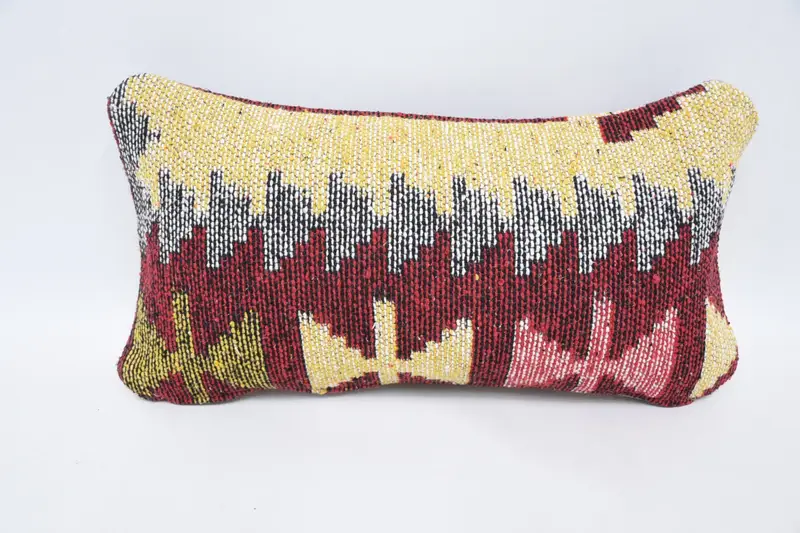 Sustainable Pillow Cover, Antique Pillows, Kilim Cushion Sham, 8x16 Yellow Pillow, Colorful Cushion, Kilim Pillow, Pillow - 1