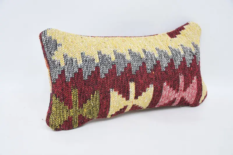 Sustainable Pillow Cover, Antique Pillows, Kilim Cushion Sham, 8x16 Yellow Pillow, Colorful Cushion, Kilim Pillow, Pillow - 3