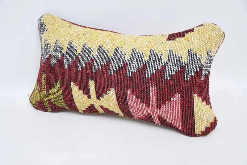 Sustainable Pillow Cover, Antique Pillows, Kilim Cushion Sham, 8x16 Yellow Pillow, Colorful Cushion, Kilim Pillow, Pillow - 4