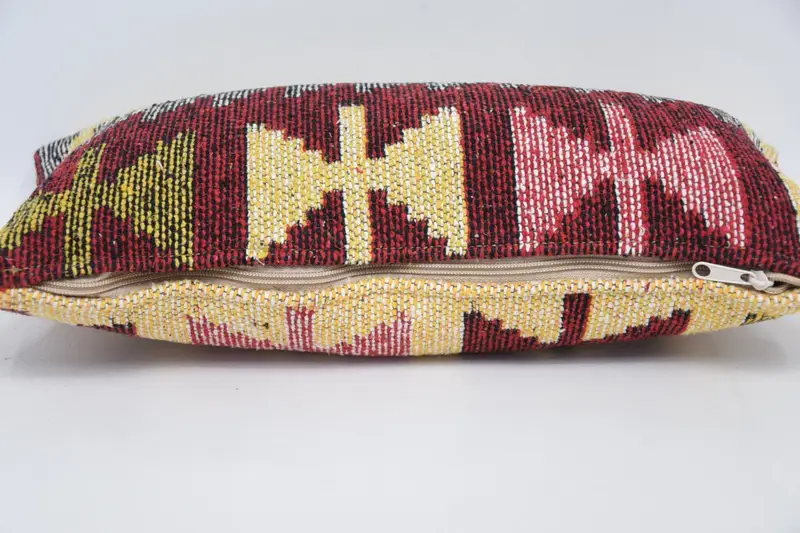 Sustainable Pillow Cover, Antique Pillows, Kilim Cushion Sham, 8x16 Yellow Pillow, Colorful Cushion, Kilim Pillow, Pillow - 5