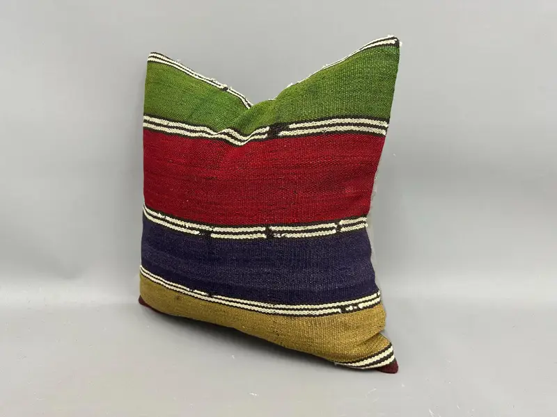 Pillow for Sofa, 18x18 Red Cushion, Vintage Kilim Pillow, Bolster Throw Pillow Case, Cushion Case, Kilim Cushion Sham - 3