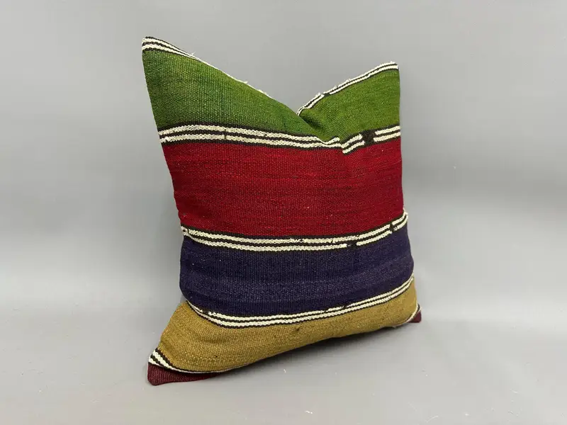 Pillow for Sofa, 18x18 Red Cushion, Vintage Kilim Pillow, Bolster Throw Pillow Case, Cushion Case, Kilim Cushion Sham - 2