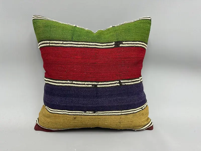Pillow for Sofa, 18x18 Red Cushion, Vintage Kilim Pillow, Bolster Throw Pillow Case, Cushion Case, Kilim Cushion Sham - 4