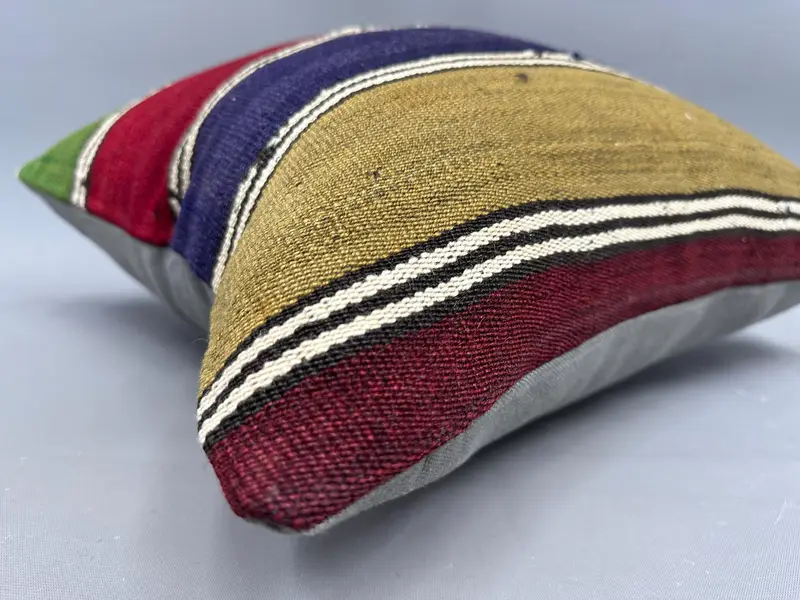 Pillow for Sofa, 18x18 Red Cushion, Vintage Kilim Pillow, Bolster Throw Pillow Case, Cushion Case, Kilim Cushion Sham - 6
