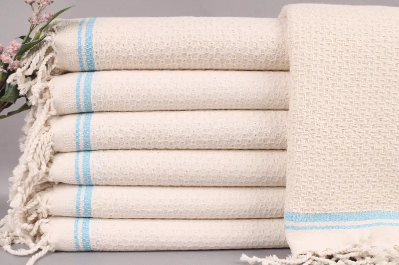 Wedding Favor Turquoise Towel, Embroidered Turkish Cotton, 67x36 Inches