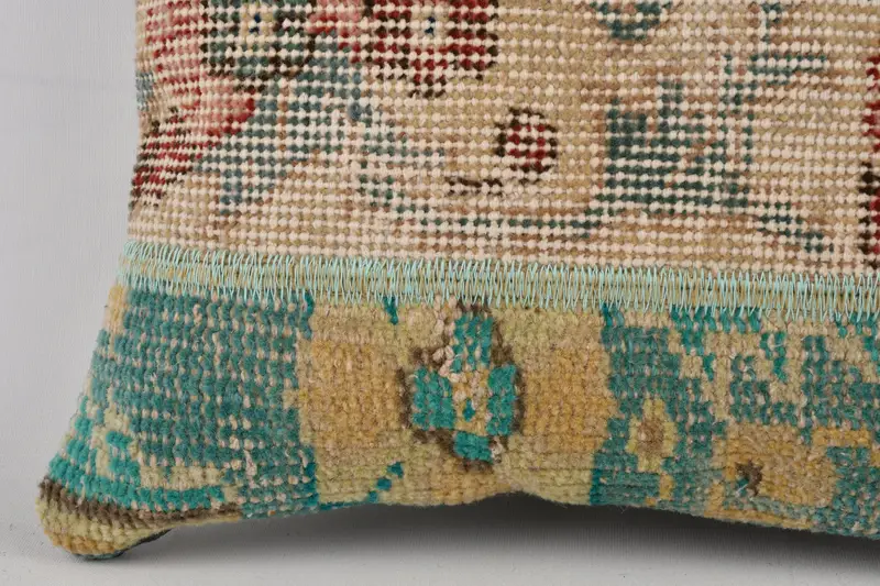 Vintage Kilim Yastığı, Vintage Yastık, 14x14 Yeşil Yastık Kılıfı, Yastık Sham, Dekoratif Yastık Yastığı, Boho Yastık Sham Kapak - 4