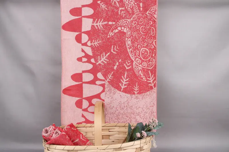 Kitchen Towel Red Animal Print, Beige Secondary, 18x36 Inches