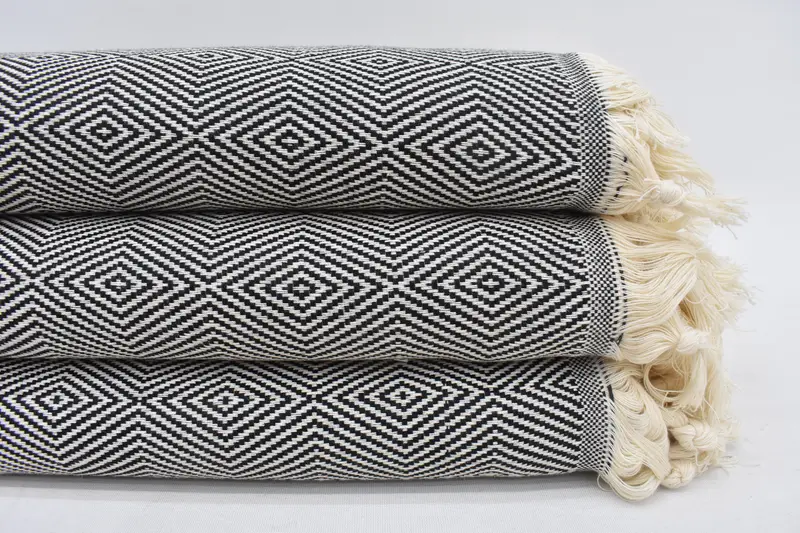 Turkish Blanket, Boho Throw Blankets, 92x80 Cotton Diamond Towel, Wedding Gift Ideas, Turkish Blanket Queen, Bachelorette Party Favors - 8