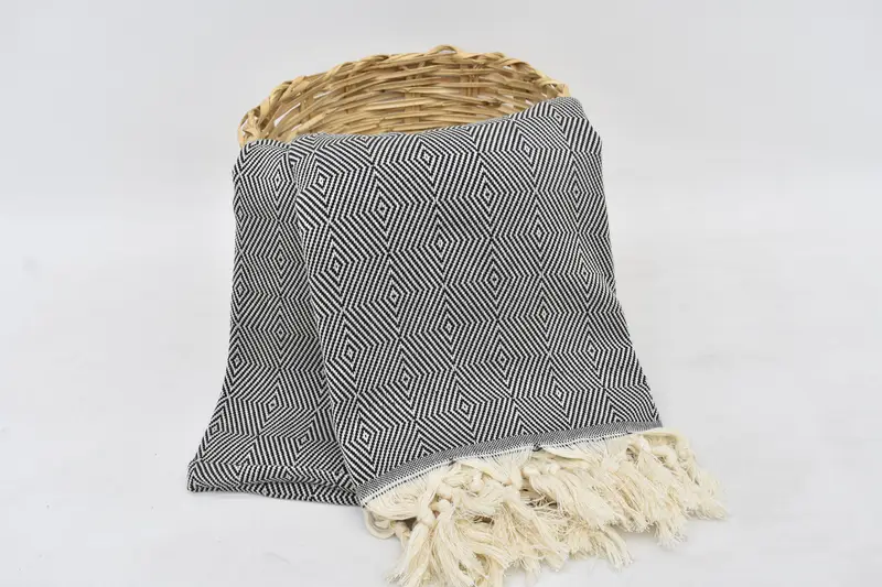 Turkish Blanket, Boho Throw Blankets, 92x80 Cotton Diamond Towel, Wedding Gift Ideas, Turkish Blanket Queen, Bachelorette Party Favors - 1