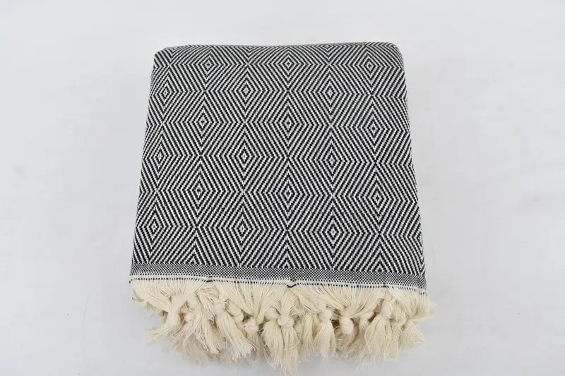 Turkish Blanket, Boho Throw Blankets, 92x80 Cotton Diamond Towel, Wedding Gift Ideas, Turkish Blanket Queen, Bachelorette Party Favors - 7