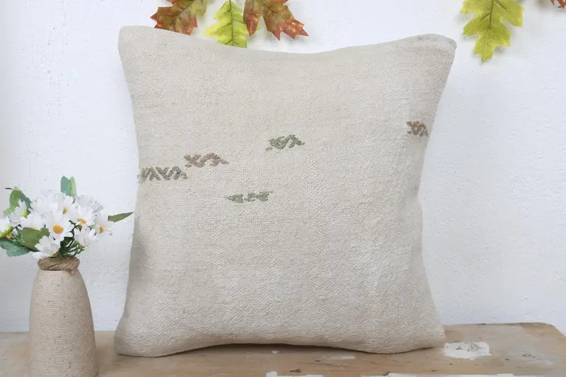 Gift Pillow, Kilim Cushion Sham, Patio Pillow Case, Kilim Pillow, Pillow Case, Handwoven Pillow Cover Pillow Case, 16x16 White Pillow Sham - 2