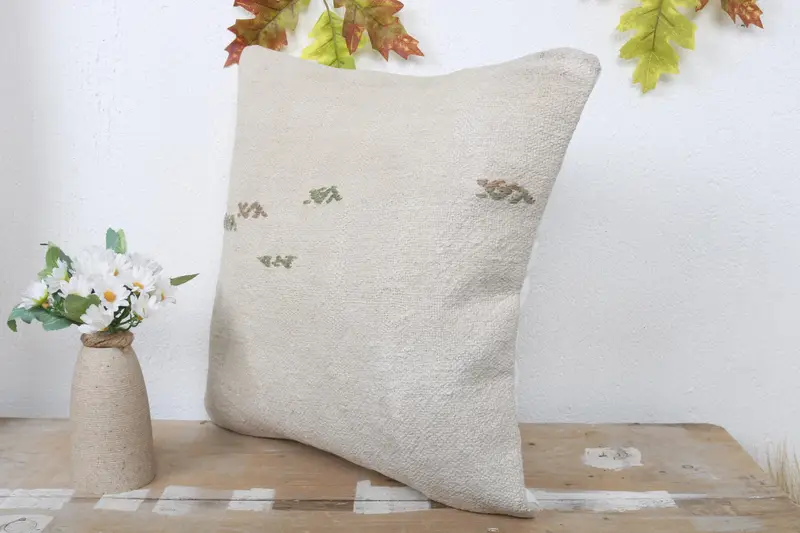 Gift Pillow, Kilim Cushion Sham, Patio Pillow Case, Kilim Pillow, Pillow Case, Handwoven Pillow Cover Pillow Case, 16x16 White Pillow Sham - 4