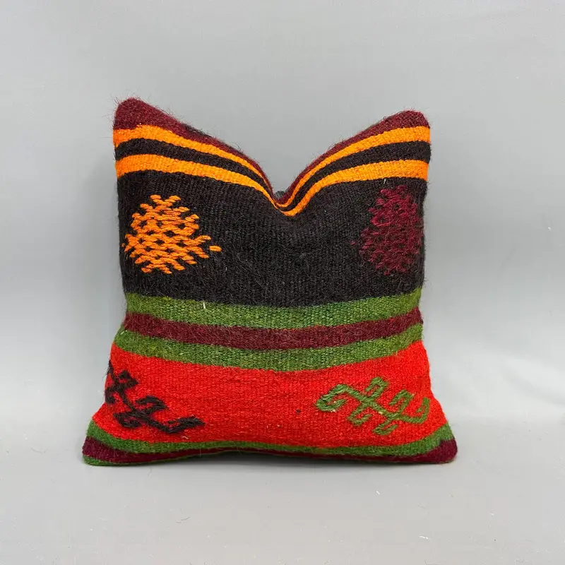 Kilim Pillow, Kilim Cushion Sham, Outdoor Throw Pillow Cover, Cushion Cover, Turkish Kilim Pillow, 18x18 Green Pillow, Authentic Cushion - 1